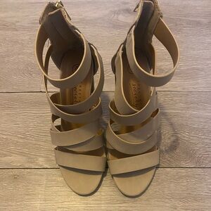 Streetwear Society Multi-Strap Nude Block Heel Sandals